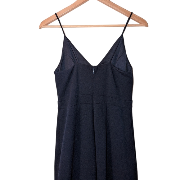 BHLDN Lyra V Neck Faux Wrap Crepe Midi Dress Navy Blue Stretch Wedding Party - Picture 6 of 12